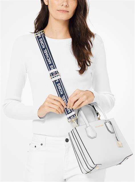 michael michael kors mercer medium leather logo tape accordion crossbody|MICHAEL MICHAEL KORS Mercer Medium Leather Logo Tape .